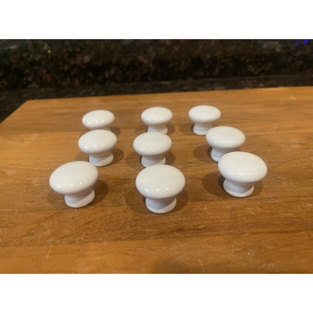 9 White Mushroom Porcelain Cabinet knobs
